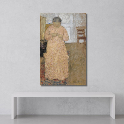 Donna Che Lavora A Maglia In Abito Rosa Édouard Vuillard evu42 quadro stampato su tela