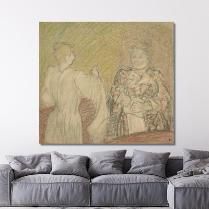 Madame Vuillard Conversa Con Una Giovane Ragazza Édouard Vuillard evu109 quadro stampato su tela