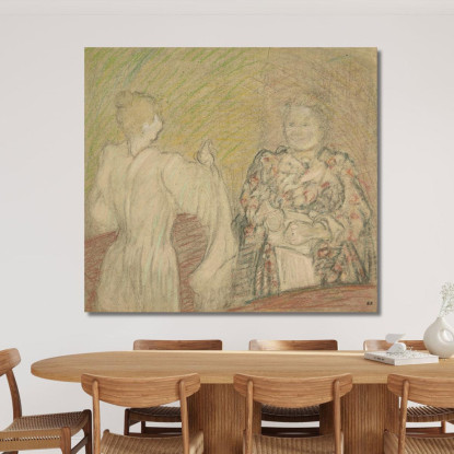 Madame Vuillard Conversa Con Una Giovane Ragazza Édouard Vuillard evu109 quadro stampato su tela