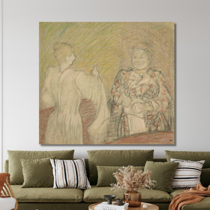 Madame Vuillard Conversa Con Una Giovane Ragazza Édouard Vuillard evu109 quadro stampato su tela