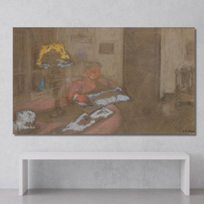 Madame Vuillard Legge Il Giornale Édouard Vuillard evu111 quadro stampato su tela
