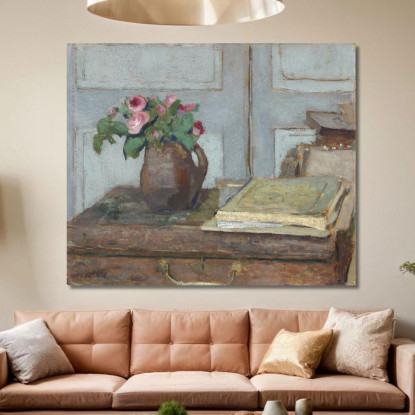 La Scatola Dei Colori Dell'Artista E Le Rose Muschiose Édouard Vuillard evu153 quadro stampato su tela
