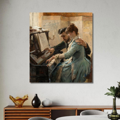 Al Pianoforte Albert Edelfelt aed3 quadro stampato su tela