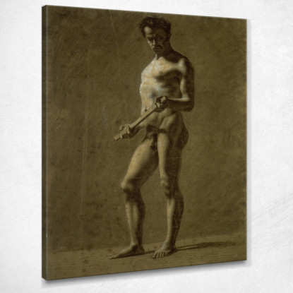 Nudo Maschile Accademico In Piedi Eugène Delacroix edx111 quadro stampato su tela