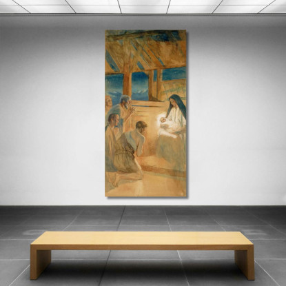 I Pastori Adorano Il Bambino Gesù Albert Edelfelt aed116 quadro stampato su tela