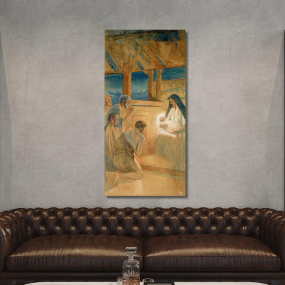 I Pastori Adorano Il Bambino Gesù Albert Edelfelt aed116 quadro stampato su tela