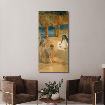 I Pastori Adorano Il Bambino Gesù Albert Edelfelt aed116 quadro stampato su tela