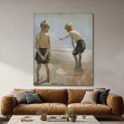 Studio Per I Ragazzi Che Giocano Sulla Riva Albert Edelfelt aed121 quadro stampato su tela