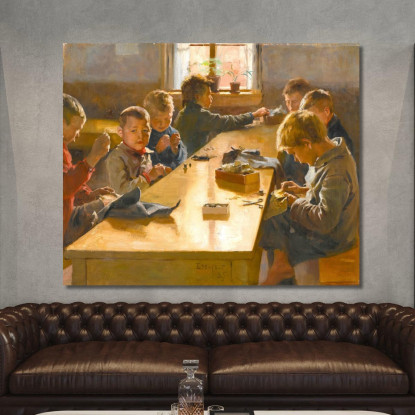 La Casa Di Lavoro Dei Ragazzi Di Helsinki Albert Edelfelt aed140 quadro stampato su tela