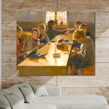 La Casa Di Lavoro Dei Ragazzi Di Helsinki Albert Edelfelt aed140 quadro stampato su tela