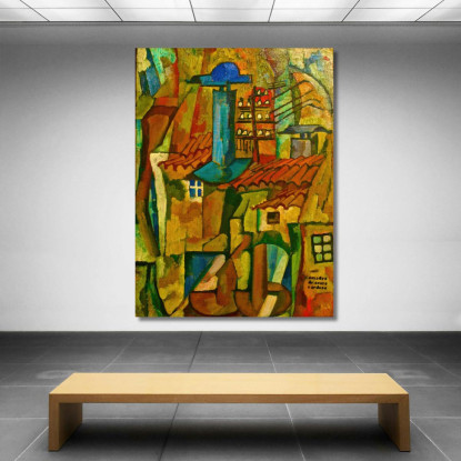 Mulini A Vento Filo Del Telegrafo Amadeo de Souza-Cardoso asc35 quadro stampato su tela