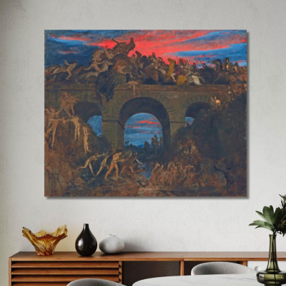 Battaglia Sul Ponte Arnold Böcklin abk4 quadro stampato su tela