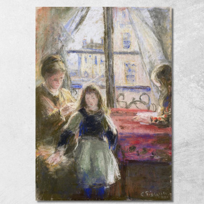 Alla Finestra Rue Des Trois Frères 1878 Camille Pissarro cps10 quadro stampato su tela