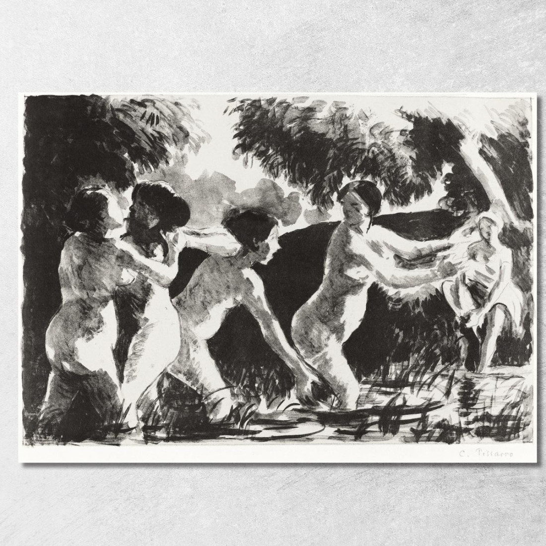 Bagnanti Che Lottano Nel 1896 Circa Camille Pissarro cps13 quadro stampato su tela