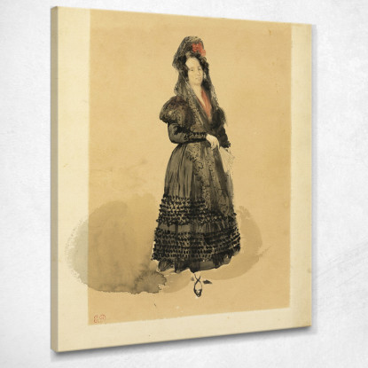 Giovane Dama Spagnola In Costume Di Manola Eugène Delacroix edx159 quadro stampato su tela