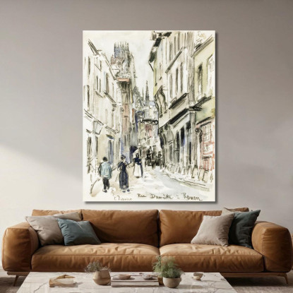 Rue Damiette Rouen Intorno Al 1884 Camille Pissarro cps61 quadro stampato su tela