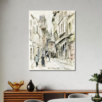 Rue Damiette Rouen Intorno Al 1884 Camille Pissarro cps61 quadro stampato su tela