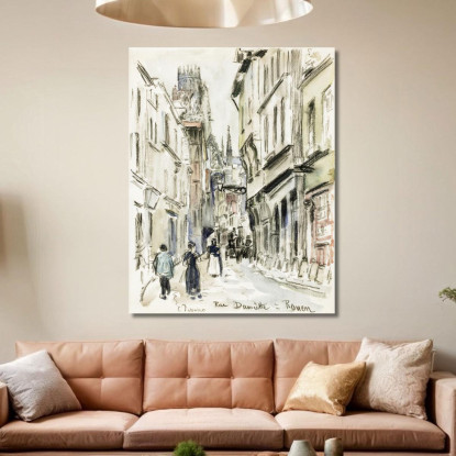 Rue Damiette Rouen Intorno Al 1884 Camille Pissarro cps61 quadro stampato su tela