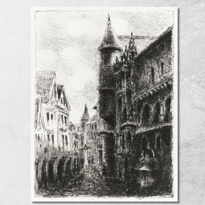 Rue Saint-Romain Rouen 1A Tavola 1896 Camille Pissarro cps62 quadro stampato su tela