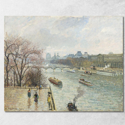 Il Louvre Pomeriggio Piovoso 1900 Camille Pissarro cps85 quadro stampato su tela