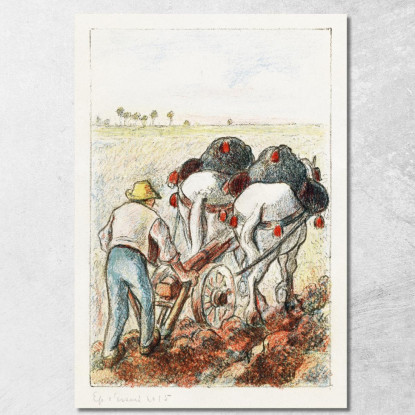 L'Aratro 1901 Camille Pissarro cps91 quadro stampato su tela