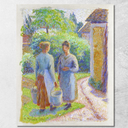 Due Donne In Un Giardino 1888 Camille Pissarro cps98 quadro stampato su tela