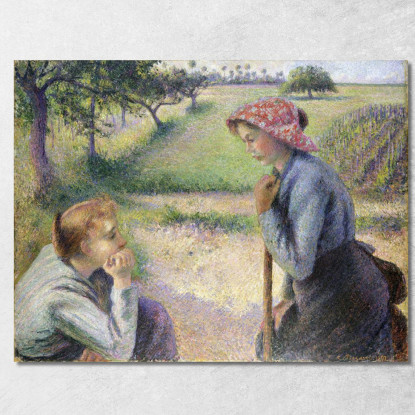 Due Giovani Contadine Camille Pissarro cps99 quadro stampato su tela