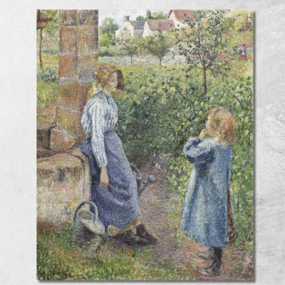 Donna E Bambino Al Pozzo 1882 Camille Pissarro cps104 quadro stampato su tela