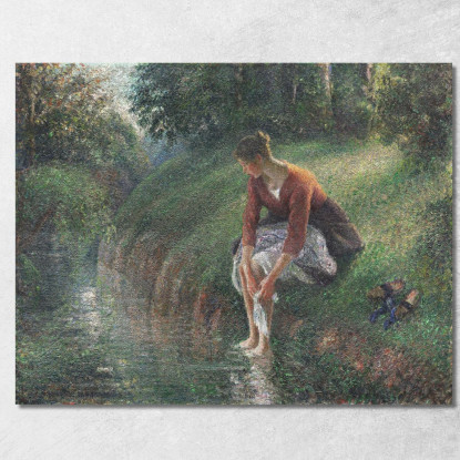 Donna Che Si Bagna I Piedi In Un Ruscello Camille Pissarro cps105 quadro stampato su tela