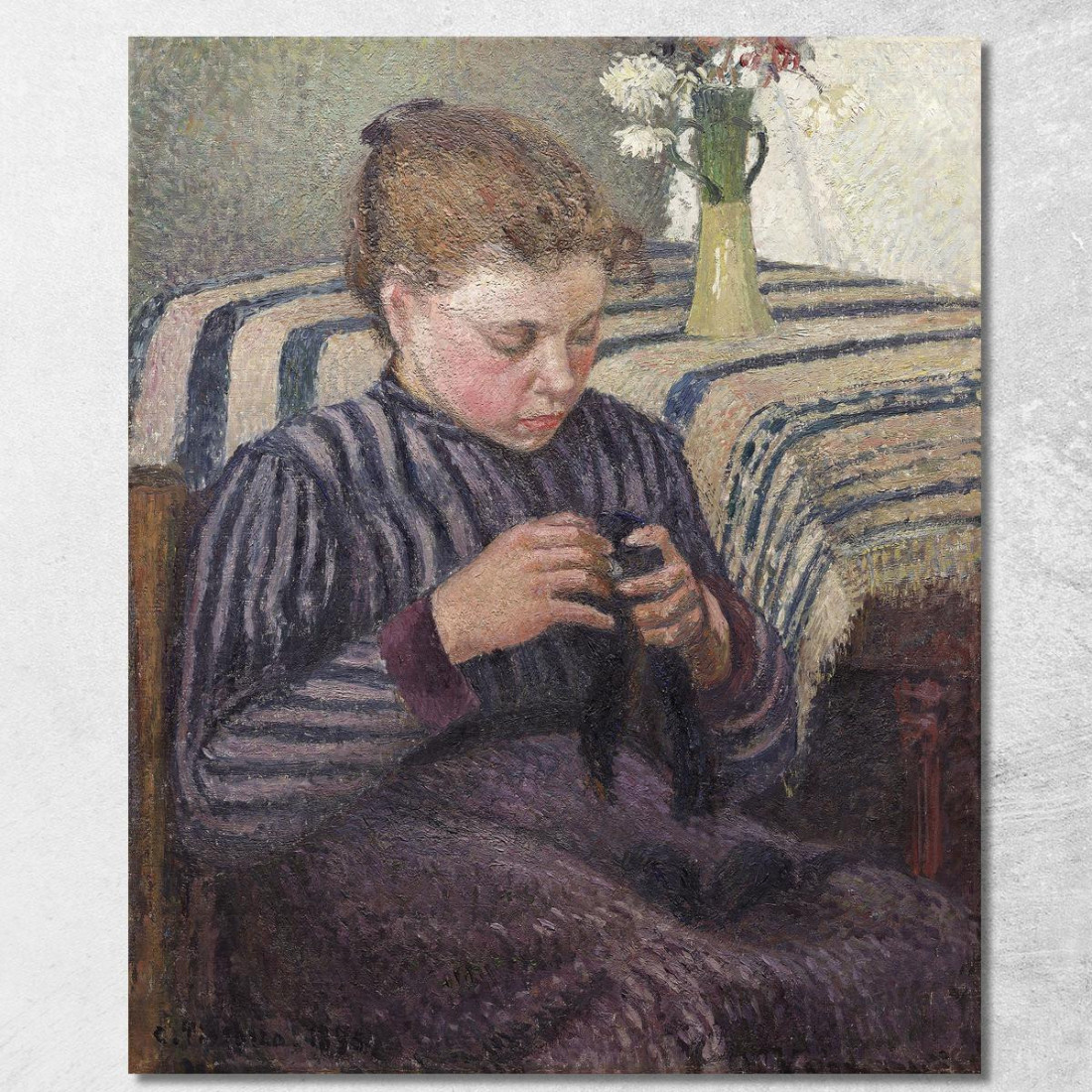 Donna Rammendo 1895 Camille Pissarro cps106 quadro stampato su tela