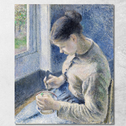 Giovane Contadina Che Prende Il Caffè 1881 Camille Pissarro cps108 quadro stampato su tela