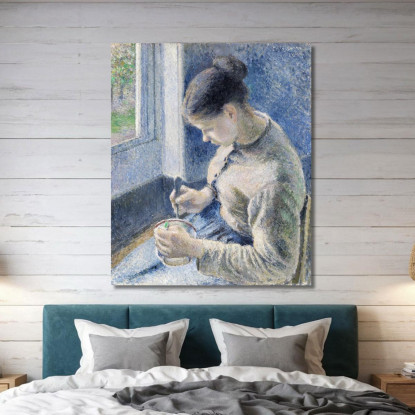 Giovane Contadina Che Prende Il Caffè 1881 Camille Pissarro cps108 quadro stampato su tela