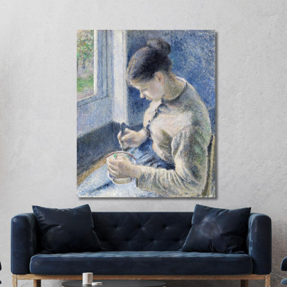 Giovane Contadina Che Prende Il Caffè 1881 Camille Pissarro cps108 quadro stampato su tela