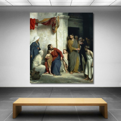 Cristo E I Bambini Carl Bloch cbl4 quadro stampato su tela