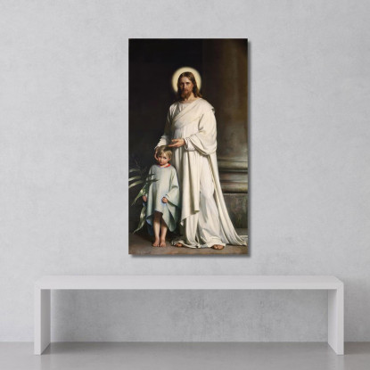 Cristo Benedice Il Bambino Carl Bloch cbl6 quadro stampato su tela