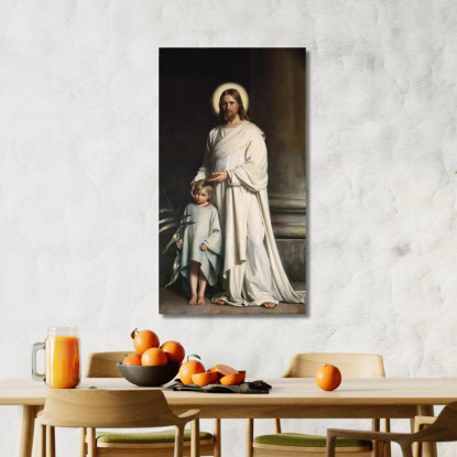 Cristo Benedice Il Bambino Carl Bloch cbl6 quadro stampato su tela