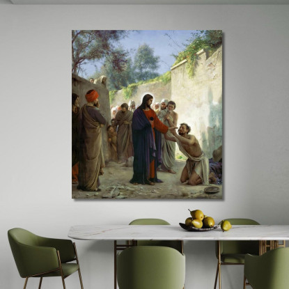 Cristo Guarisce L'Uomo Cieco Carl Bloch cbl8 quadro stampato su tela