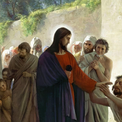 Cristo Guarisce L'Uomo Cieco Carl Bloch cbl8 quadro stampato su tela