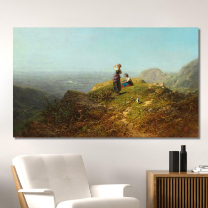 Vista Sulla Valle Due Ragazze Su Un Alpeggio Carl Spitzweg csp6 quadro stampato su tela