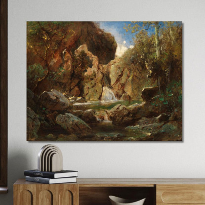 Bacino Roccioso Con Acque Bianche Carl Spitzweg csp23 quadro stampato su tela
