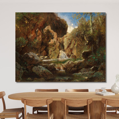 Bacino Roccioso Con Acque Bianche Carl Spitzweg csp23 quadro stampato su tela