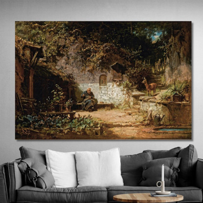 Eremita Che Ripara Le Sue Reti Carl Spitzweg csp30 quadro stampato su tela