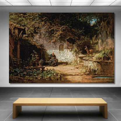 Eremita Che Ripara Le Sue Reti Carl Spitzweg csp30 quadro stampato su tela