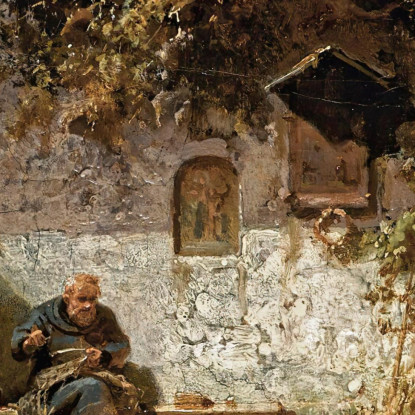 Eremita Che Ripara Le Sue Reti Carl Spitzweg csp30 quadro stampato su tela