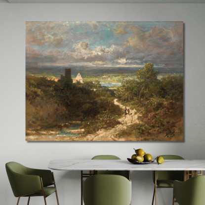 Paesaggio Con Fiume Carl Spitzweg csp38 quadro stampato su tela