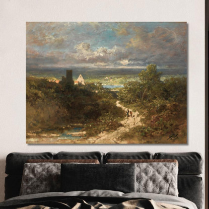 Paesaggio Con Fiume Carl Spitzweg csp38 quadro stampato su tela