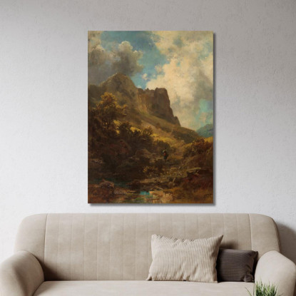 Talschlucht Con Sennerin Carl Spitzweg csp55 quadro stampato su tela