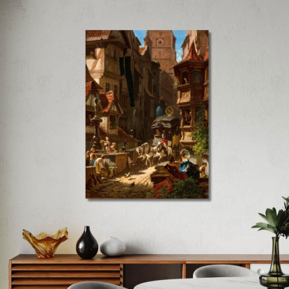 L'Arrivo Della Diligenza Carl Spitzweg csp57 quadro stampato su tela