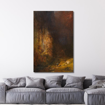 Escursionisti Nella Gola Della Montagna Durante Un Temporale Carl Spitzweg csp65 quadro stampato su tela