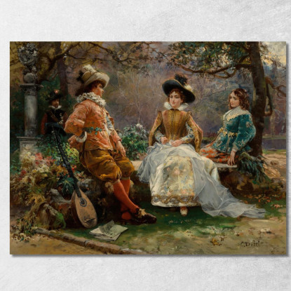 Musica Nel Giardino Cesare Auguste Detti cad14 quadro stampato su tela
